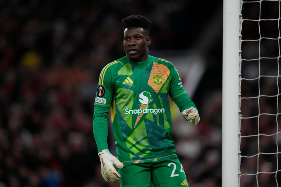Andre Onana, Torhüter von Manchester United, in Old Trafford.