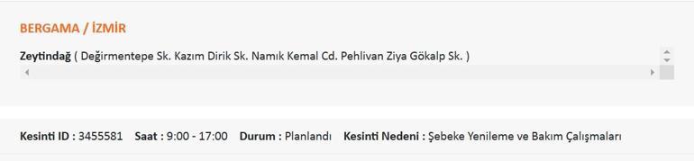 12. August İzmir Power Discare: Gediz -Stromschaden, wann der Strom in Izmir zur Arbeit kommt