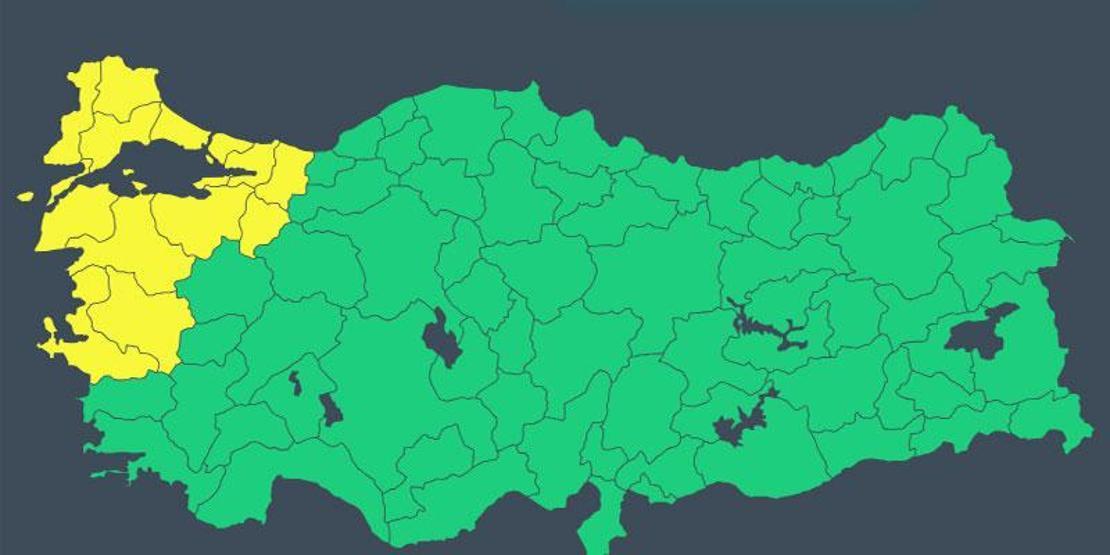 Achtung Istanbul, Izmir, Canakkale ... In der Liste stehen 13 Provinzen: Meteorology Yellow Coded Alarm