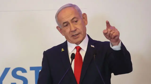 Der israelische Premierminister Benjamin Netanyahu hat während des Sprechens